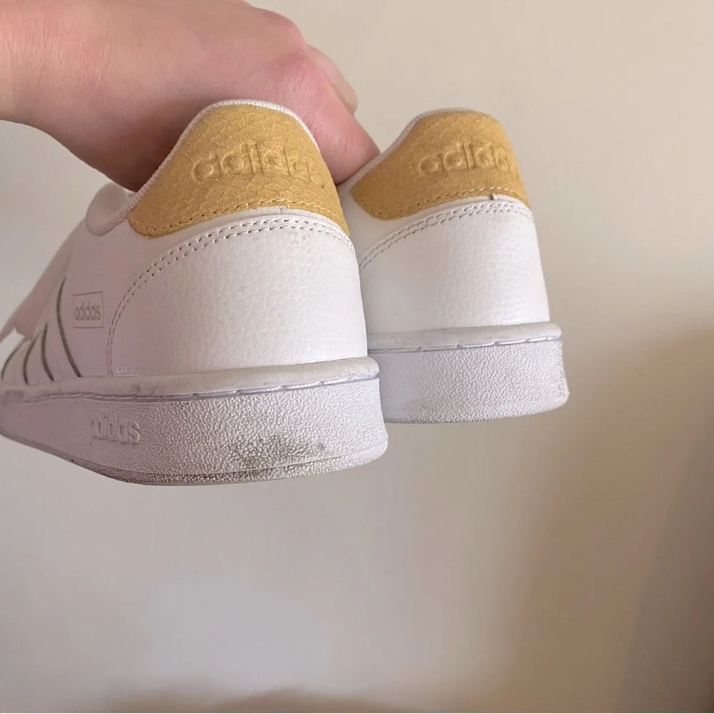 Adidas White and Yellow Cloudfoam Comfort Sneakers